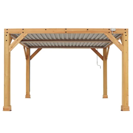Yardistry Meridian 10 ft Wood Room Pergola with Louvered Roof